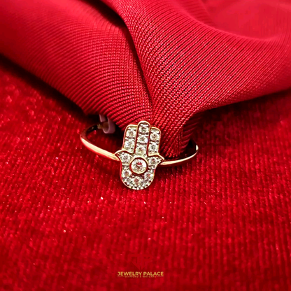 Hamsa Hand Ring 0.13 ct. Diamond 10K Gold