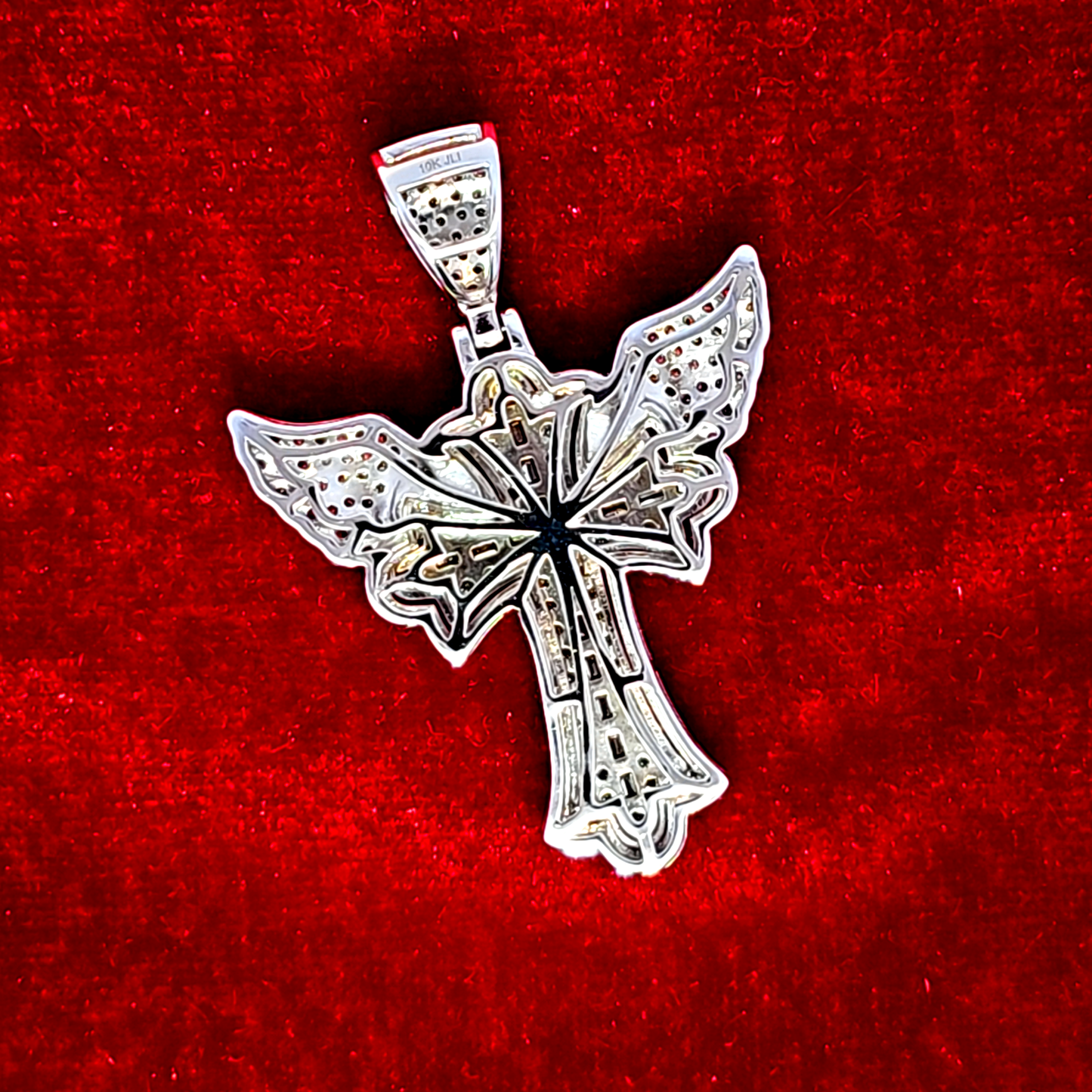 Cross Angel Wing Pendant 2.31 ct. Diamond 10K White Gold