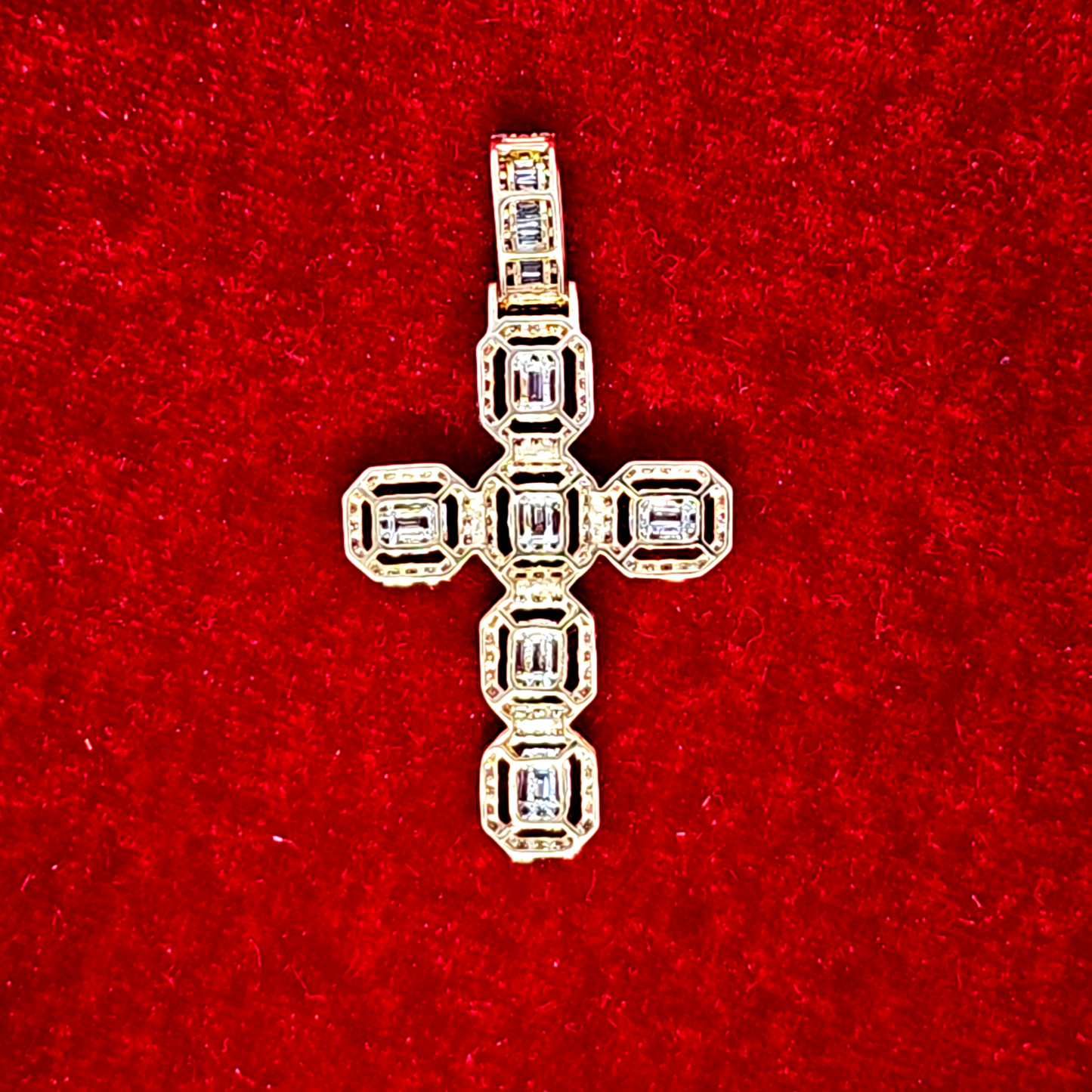 Baguette Cross Pendant 2.0 ct. Diamond 10K Gold