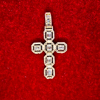 Baguette Cross Pendant 2.0 ct. Diamond 10K Gold