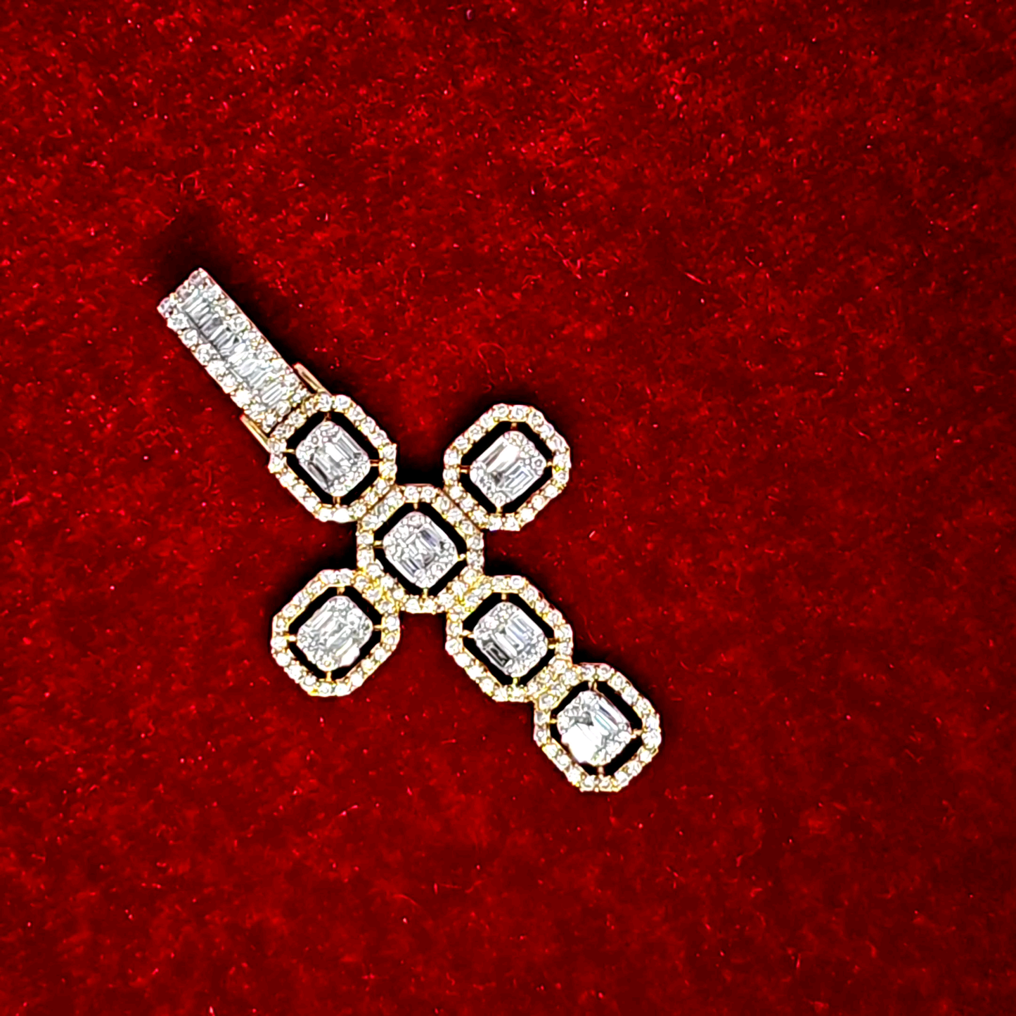 Baguette Cross Pendant 2.0 ct. Diamond 10K Gold