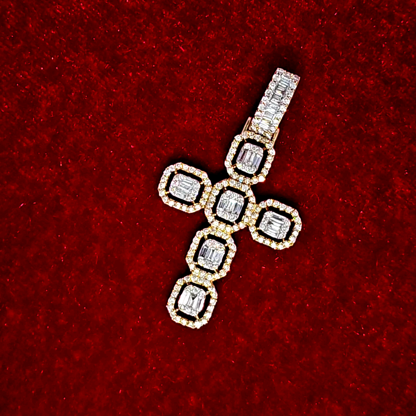 Baguette Cross Pendant 2.0 ct. Diamond 10K Gold