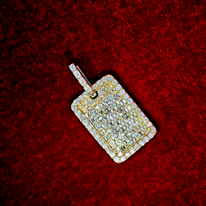 Baguette Tag Diamond Pendant 7 ct. 10K Yellow Gold