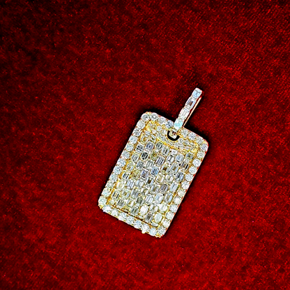 Baguette Tag Diamond Pendant 7 ct. 10K Yellow Gold