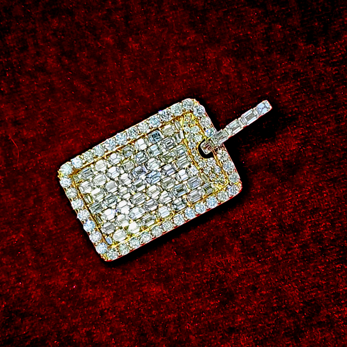 Baguette Tag Diamond Pendant 7 ct. 10K Yellow Gold