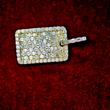 Baguette Tag Diamond Pendant 7 ct. 10K Yellow Gold