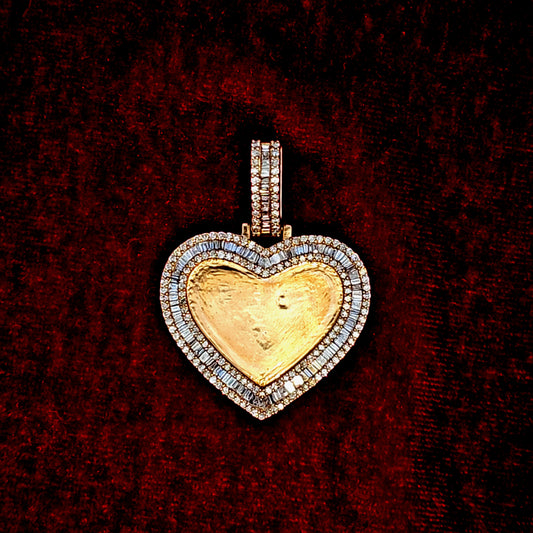 Heart-Shaped Baguette Memory Pendant 2.5 ct. Diamond 10K Yellow Gold