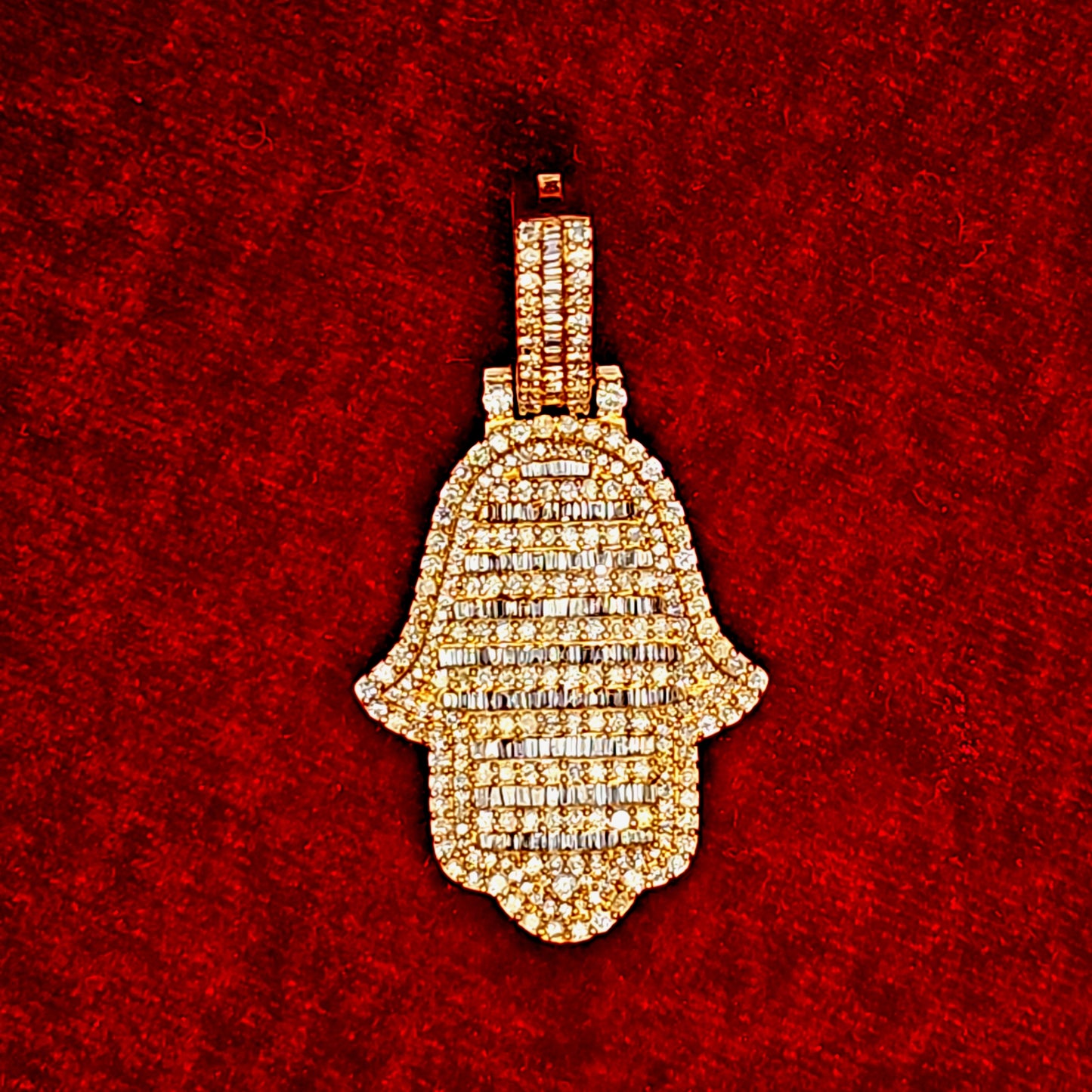 Gold Hamsa Pendant 2.75 ct. Diamond 10K Yellow Gold