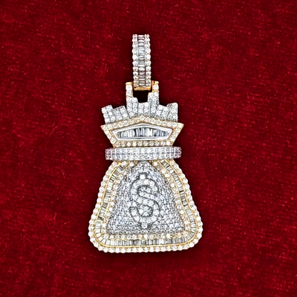 Money Bag Pendant 1.84 ct. Diamond 10K Yellow Gold