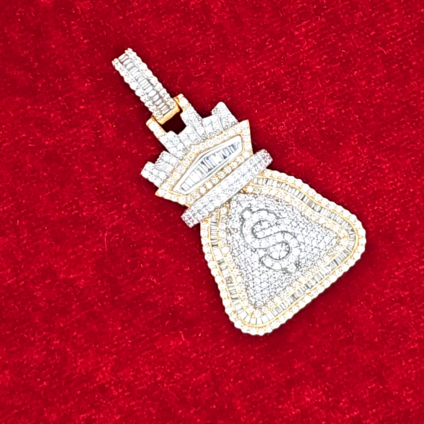 Money Bag Pendant 1.84 ct. Diamond 10K Yellow Gold