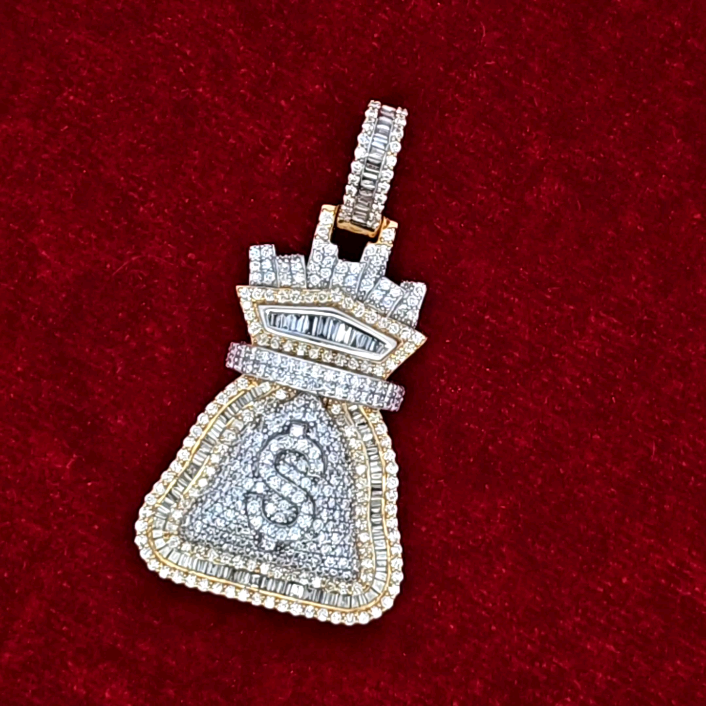 Money Bag Pendant 1.84 ct. Diamond 10K Yellow Gold