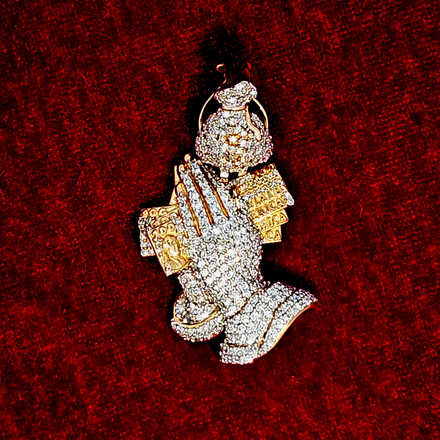 Praying Hands Pendant 2.00 ct. Diamond 10K Yellow Gold