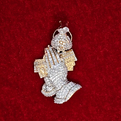 Praying Hands Pendant 2.00 ct. Diamond 10K Yellow Gold