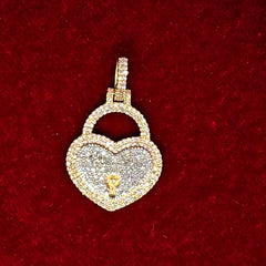 Heart-Shaped Lock Pendant 0.68 ct. Diamond 10K Yellow Gold