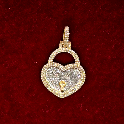 Heart-Shaped Lock Pendant 0.68 ct. Diamond 10K Yellow Gold