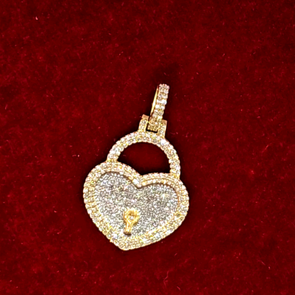 Heart-Shaped Lock Pendant 0.68 ct. Diamond 10K Yellow Gold