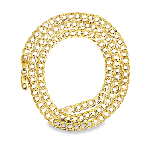 Cuban Chain 6MM 22" Diamond Cut 10K Yellow Gold