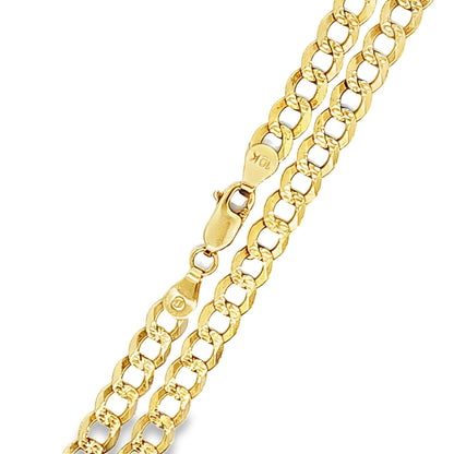 Cuban Chain 6MM 22" Diamond Cut 10K Yellow Gold