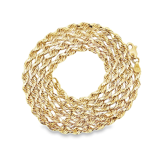 Rope Chain 4MM 24" 10K Gold