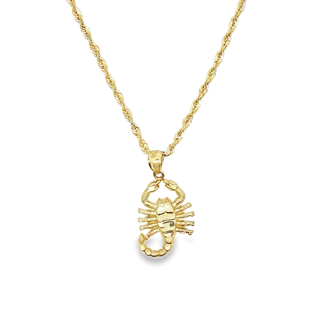 Scorpion Pendant with Rope Chain 20" 10K Gold