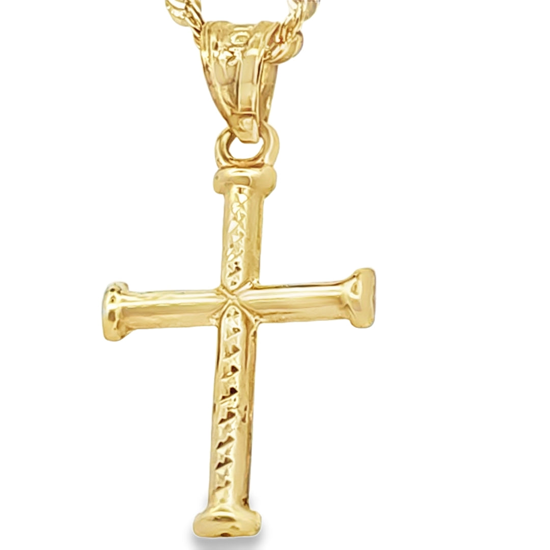 Cross Pendant with Rope Chain 20" 10K Gold