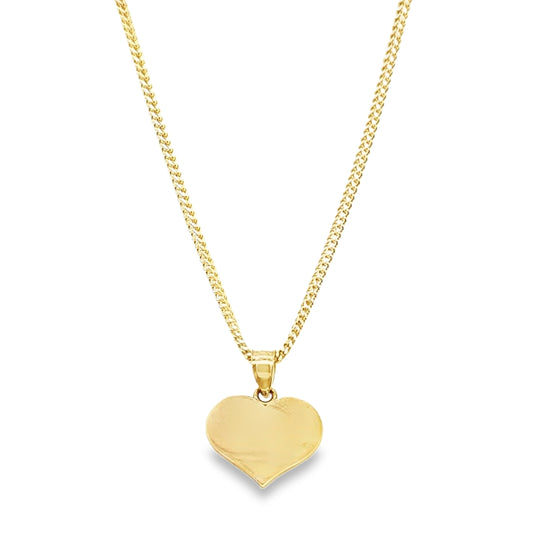 Engravable Heart Pendant with Franco Chain 18" 10K Gold