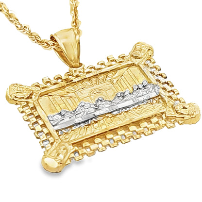 Last Supper Pendant with Rope Chain 20" 10K Gold