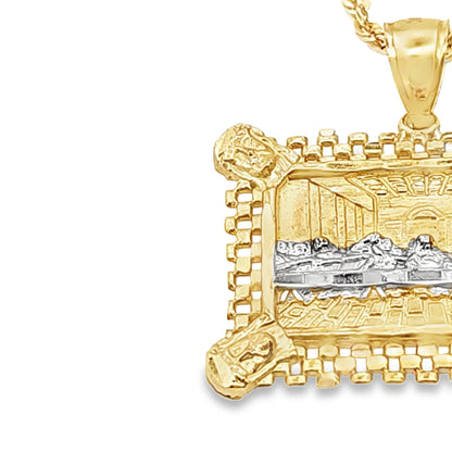 Last Supper Pendant with Rope Chain 20" 10K Gold