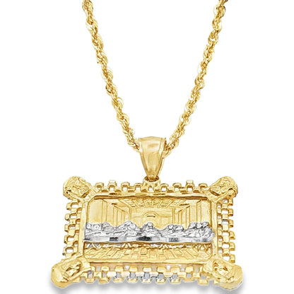 Last Supper Pendant with Rope Chain 20" 10K Gold