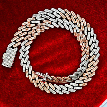 10K White Gold and Rose Gold 13 CTW Cuban Chain