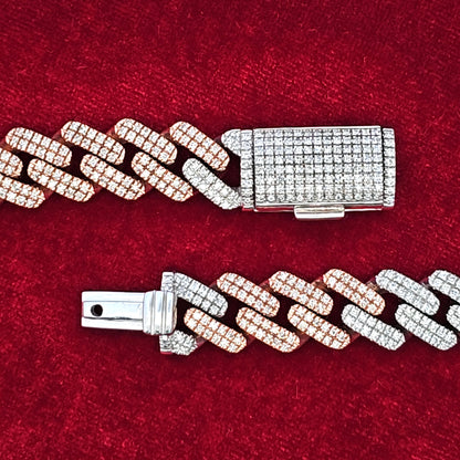 10K White Gold and Rose Gold 13 CTW Cuban Chain