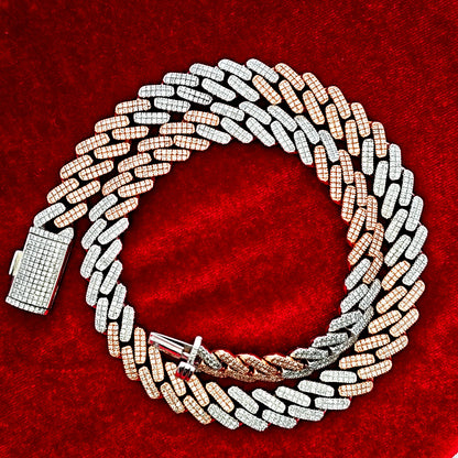 10K White Gold and Rose Gold 13 CTW Cuban Chain