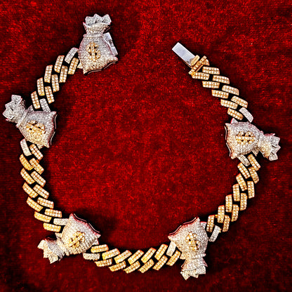 Cuban Money Bag Bracelet 4.07 ct. Diamond 10K Gold