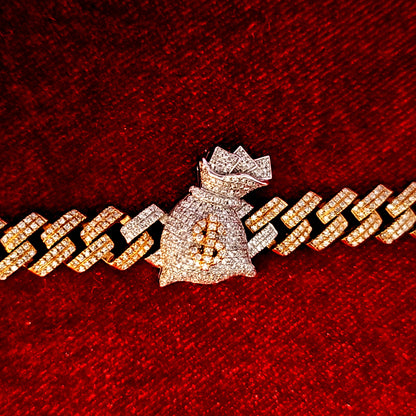 Cuban Money Bag Bracelet 4.07 ct. Diamond 10K Gold