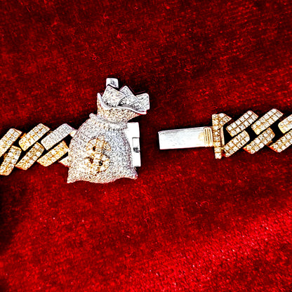 Cuban Money Bag Bracelet 4.07 ct. Diamond 10K Gold