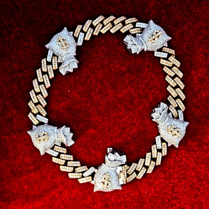 Cuban Money Bag Bracelet 4.07 ct. Diamond 10K Gold