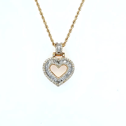 Diamond Heart Pendant with Rope Chain 20" 10K Gold