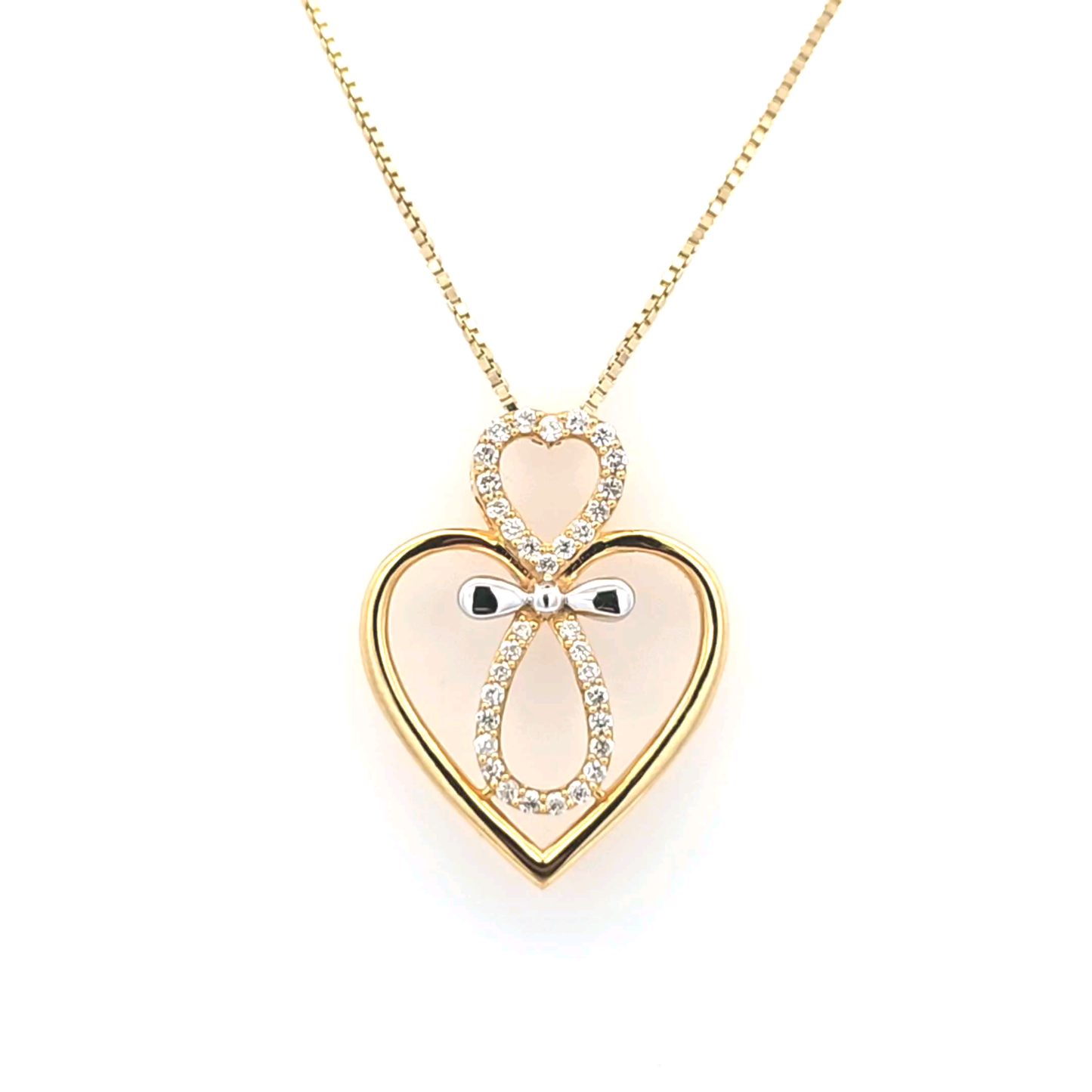 Ladies Heart with Infinity Pendant with 0.27 ctw Diamonds and Box Chain 10K Gold