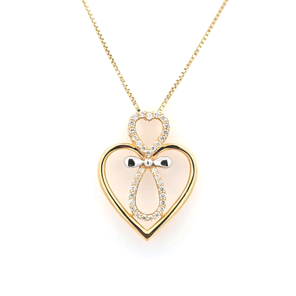 Ladies Heart with Infinity Pendant with 0.27 ctw Diamonds and Box Chain 10K Gold