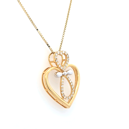 Ladies Heart with Infinity Pendant with 0.27 ctw Diamonds and Box Chain 10K Gold