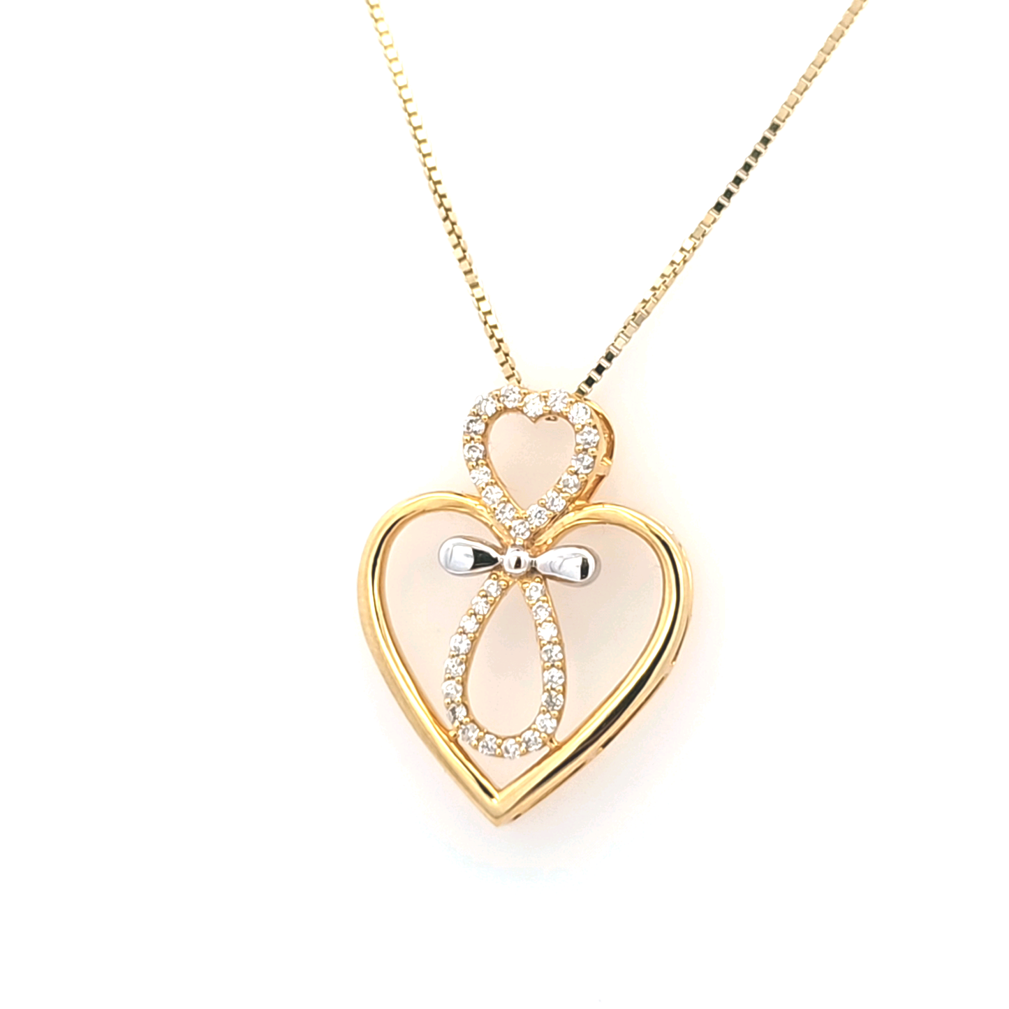 Ladies Heart with Infinity Pendant with 0.27 ctw Diamonds and Box Chain 10K Gold