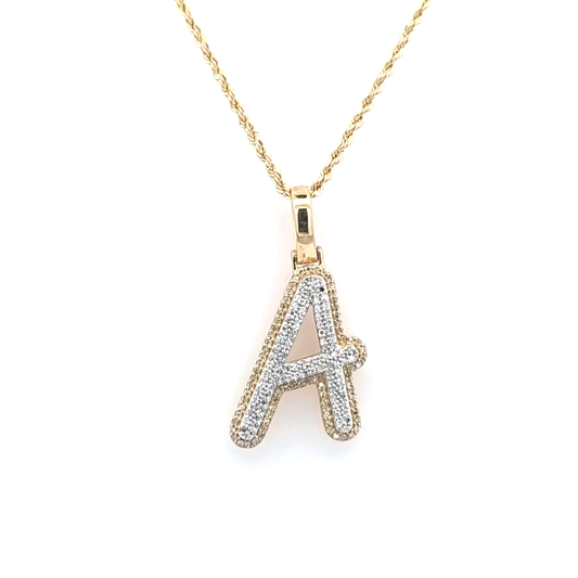 Initial 'A' 0.27 CTW Diamond With 20" Rope chain