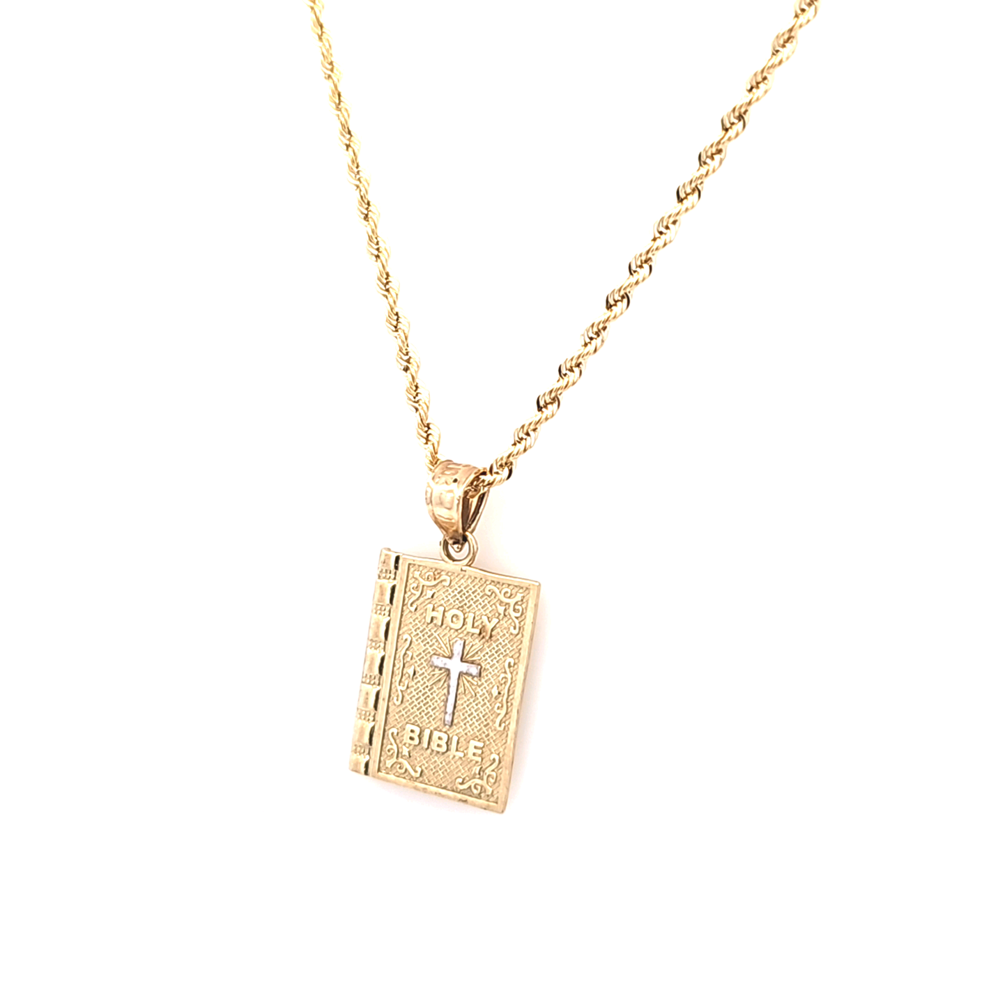 Bible Pendant with Rope Chain 20" 10K Gold