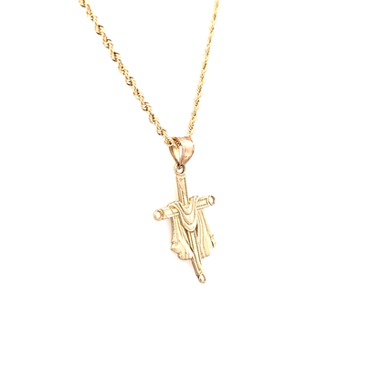 Cross Pendant with Rope Chain 20" 10K Gold