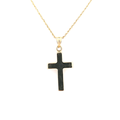 Elegant Cross Pendant with Rope Chain 20" 10K Gold