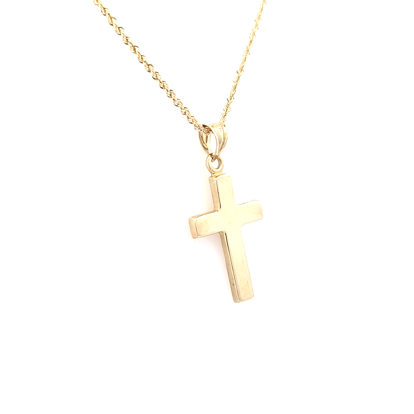 Elegant Cross Pendant with Rope Chain 20" 10K Gold