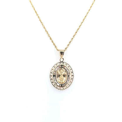 Religious Pendant with Rope Chain 20" 10K Gold