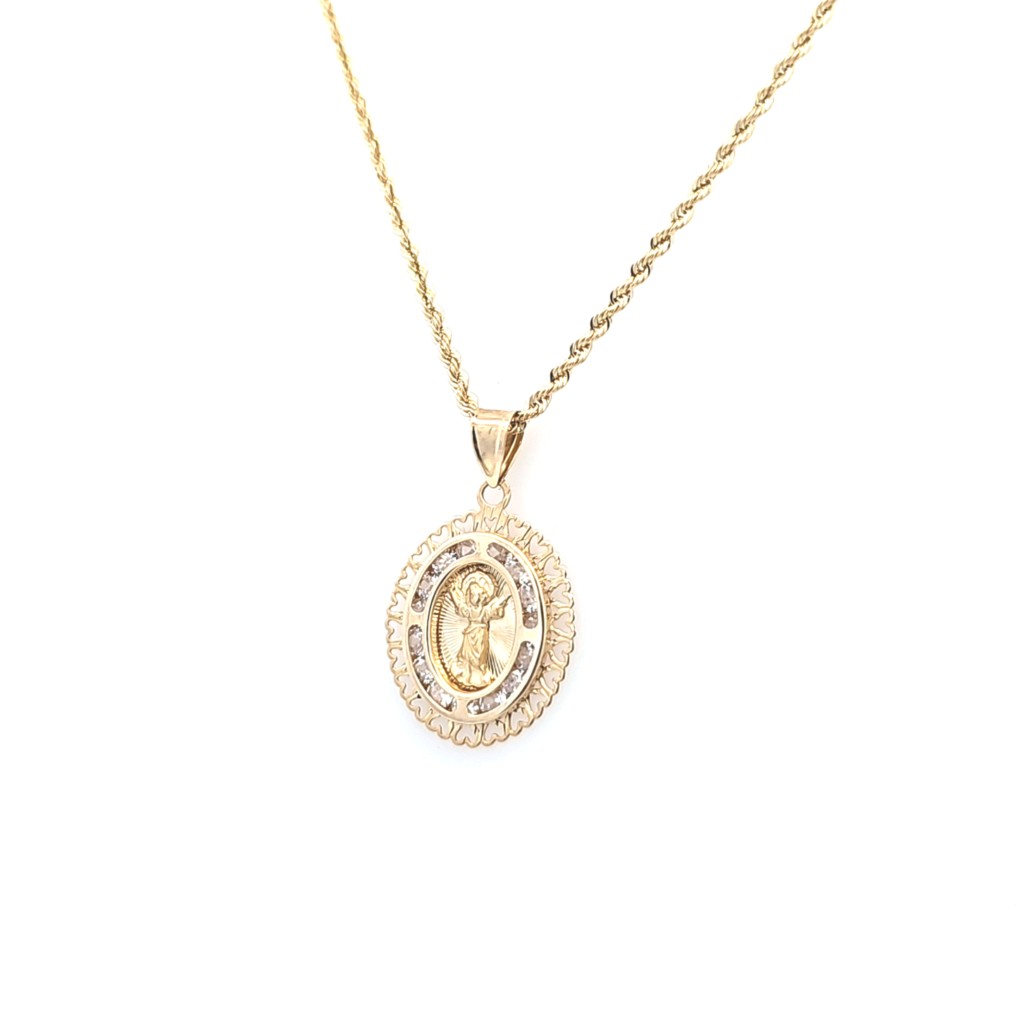 Religious Pendant with Rope Chain 20" 10K Gold