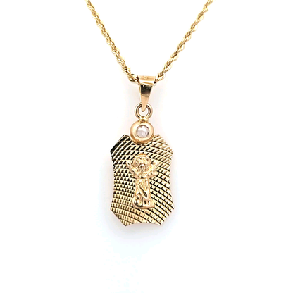 Gold Jesus Pendant with Rope Chain 20" 10K