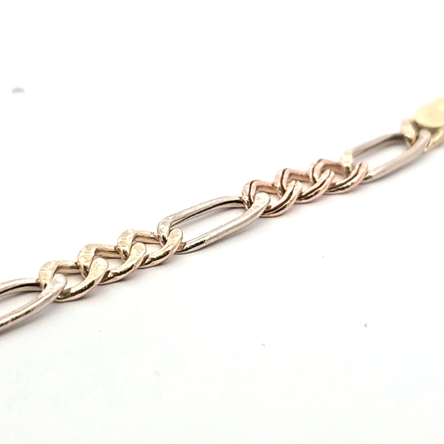 10K Tri Gold Figaro Link Bracelet 5.5MM